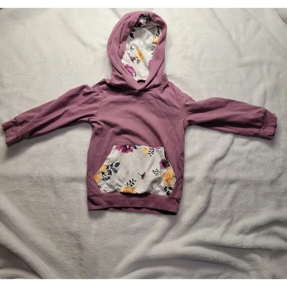 Sweater Pants Baby Girls 2T Toddler Hoodie Floral Purple Fall 2PC - Picture 6 of 12